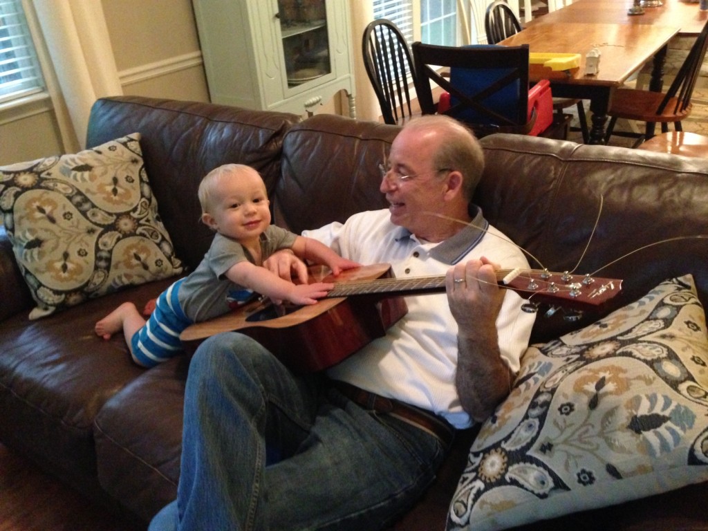toddler and grandpa guitar