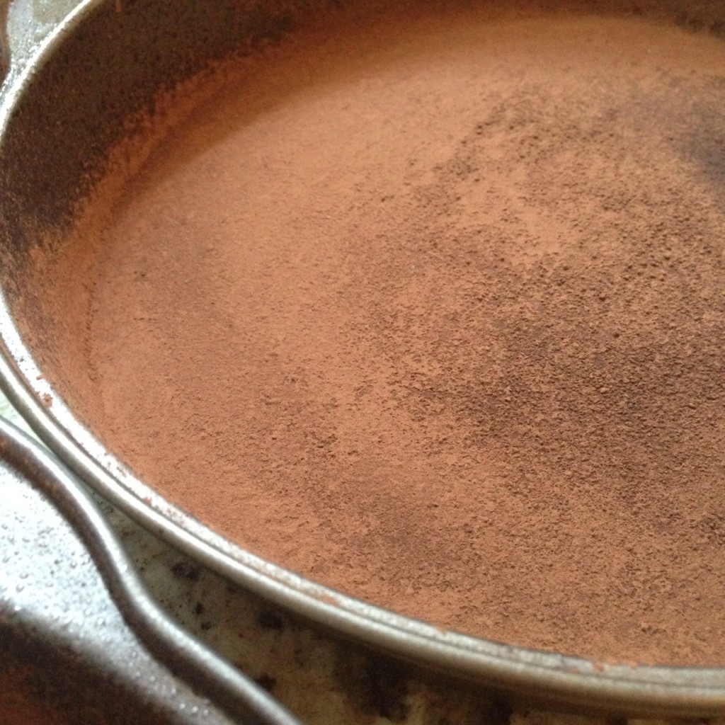 cocoa floured pan
