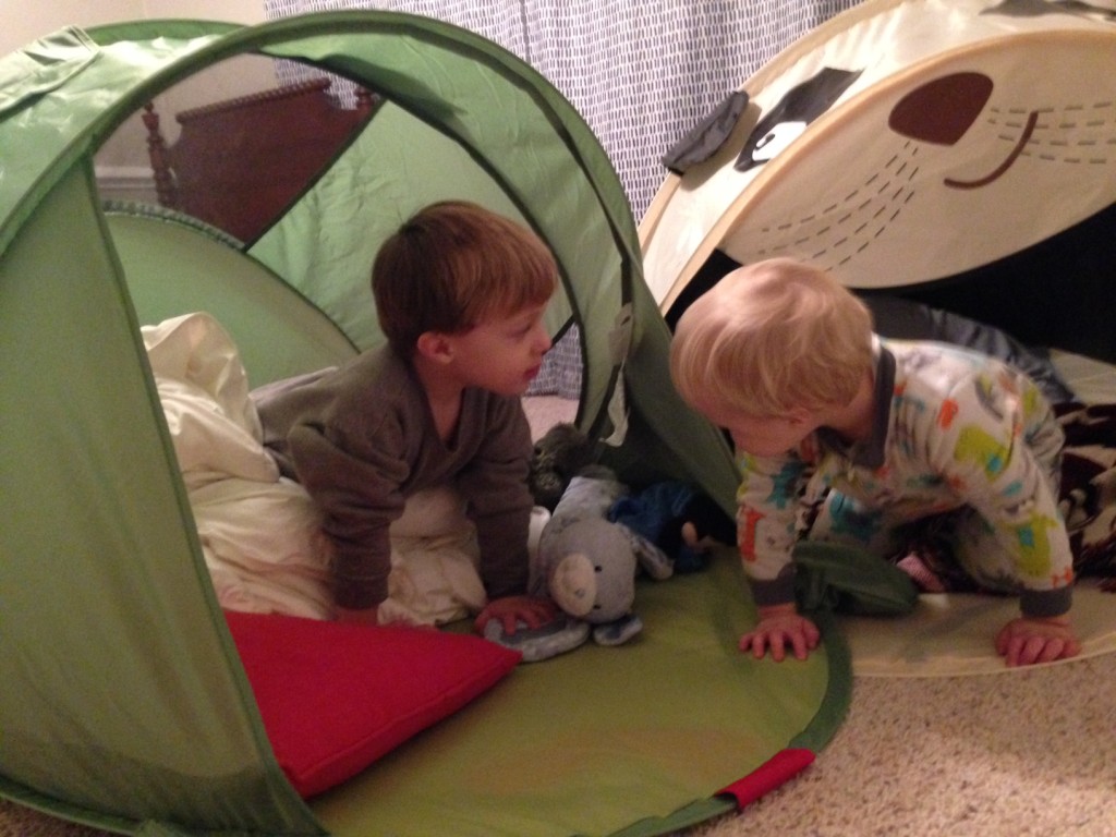 boy sleeping tents