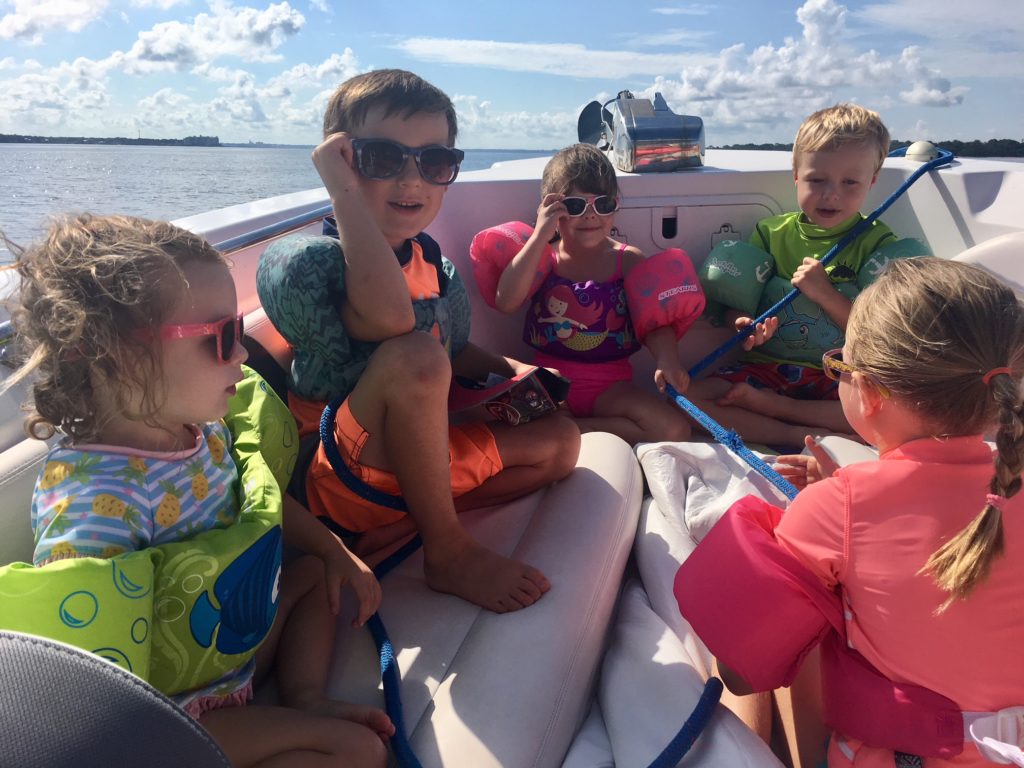 water safety for kids, puddle jumpers on boat