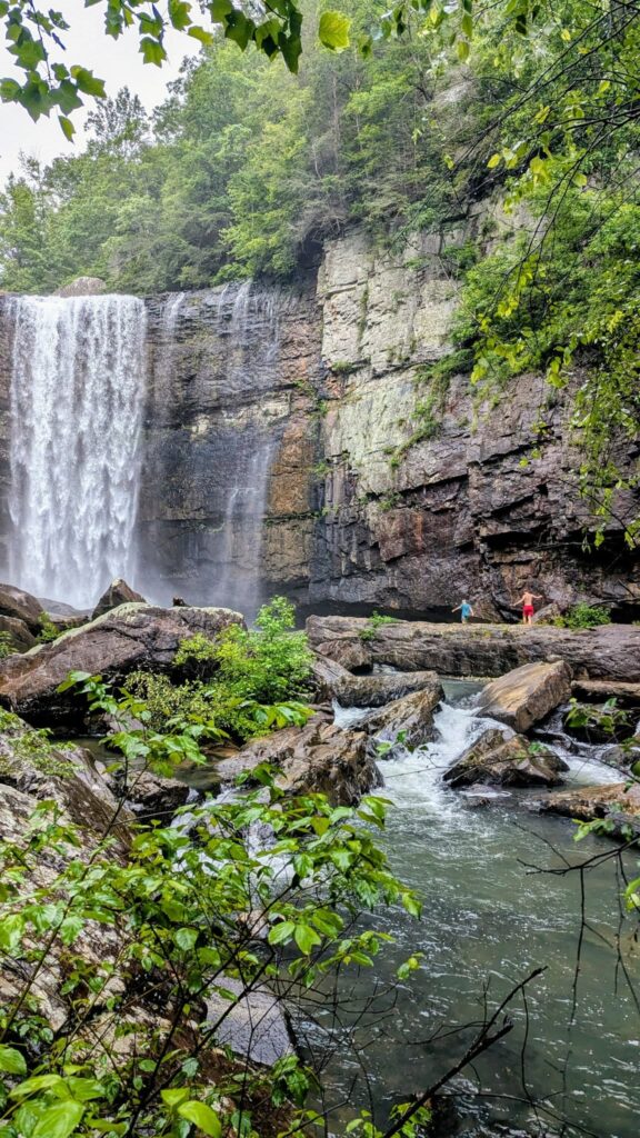 Lake Lula Land Trust Waterfall with boys