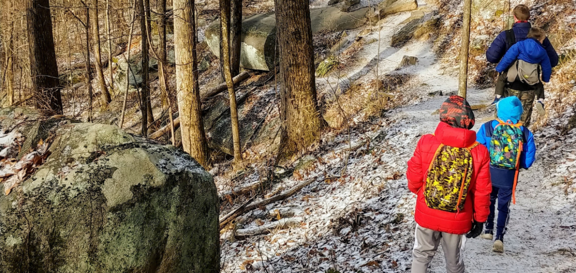 winter hiking with kids